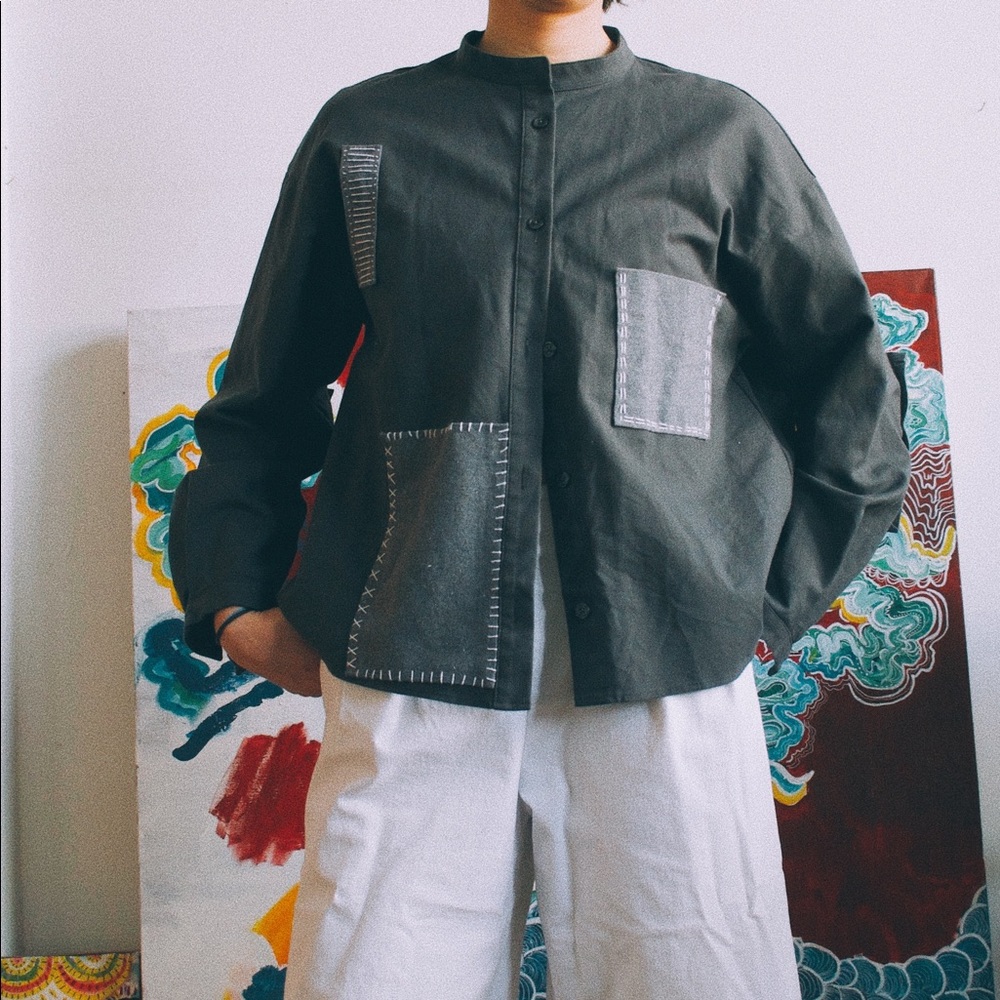 Grey Patchwork Coat